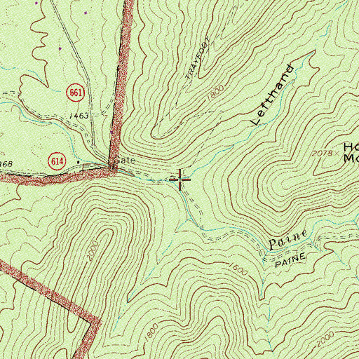 Topographic Map of Lefthand Hollow, VA