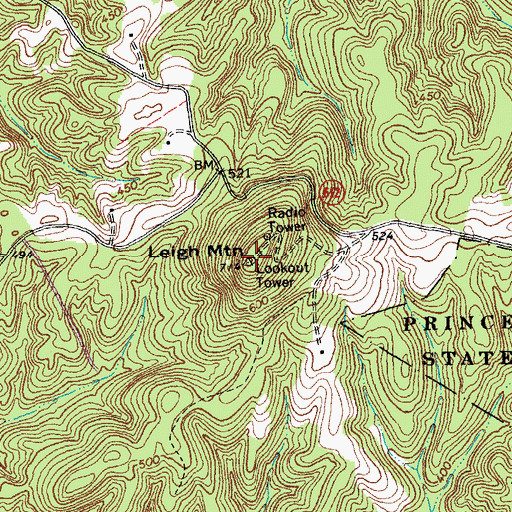 Topographic Map of Leigh Mountain, VA