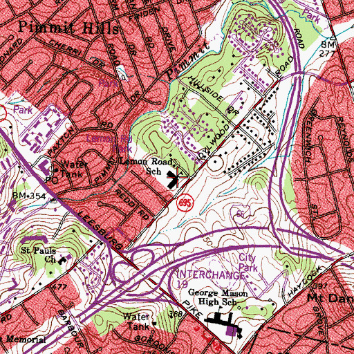 Topographic Map of Lemon Road Elementary School, VA