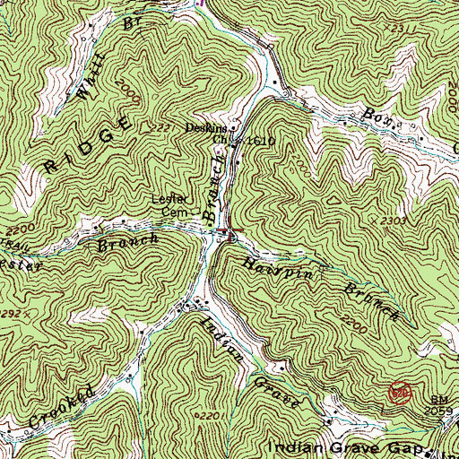 Topographic Map of Lester Branch, VA