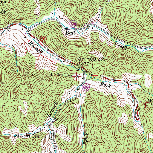 Topographic Map of Lester Cemetery, VA