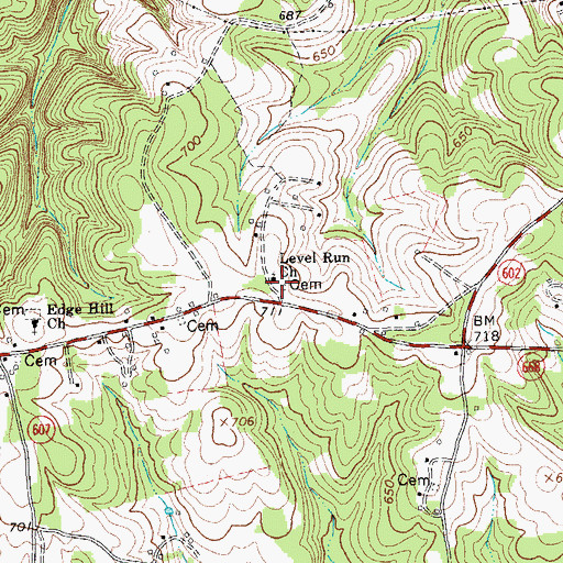Topographic Map of Level Run Church, VA