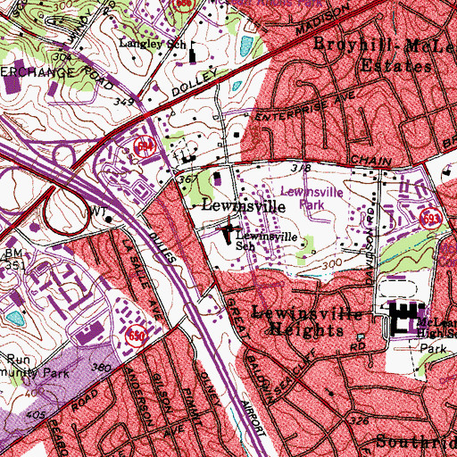 Topographic Map of Lewinsville School, VA