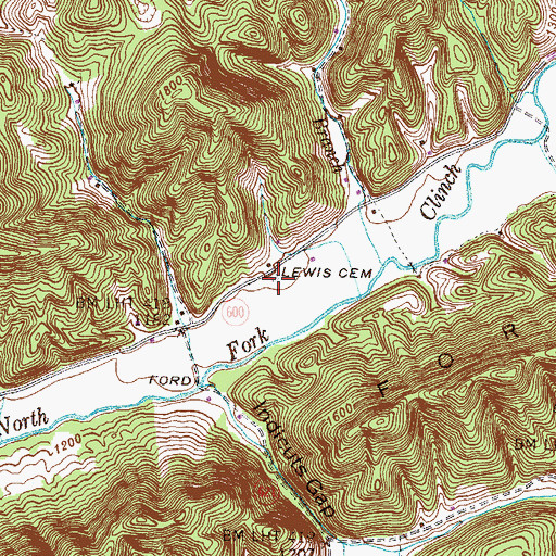 Topographic Map of Lewis Cemetery, VA