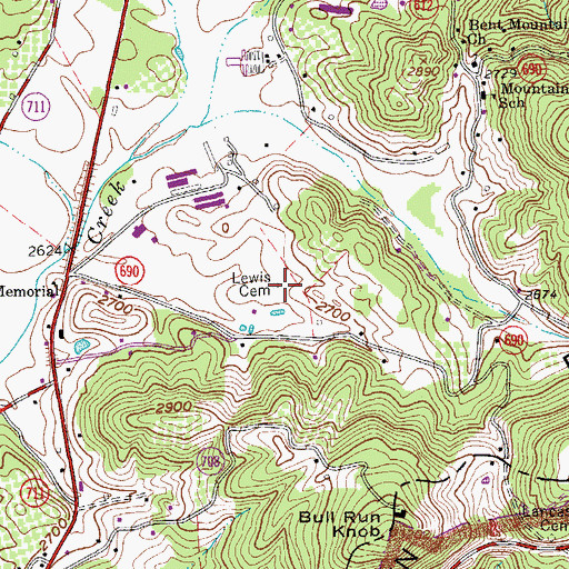 Topographic Map of Lewis Cemetery, VA