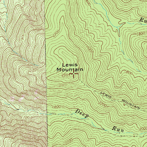 Topographic Map of Lewis Mountain, VA
