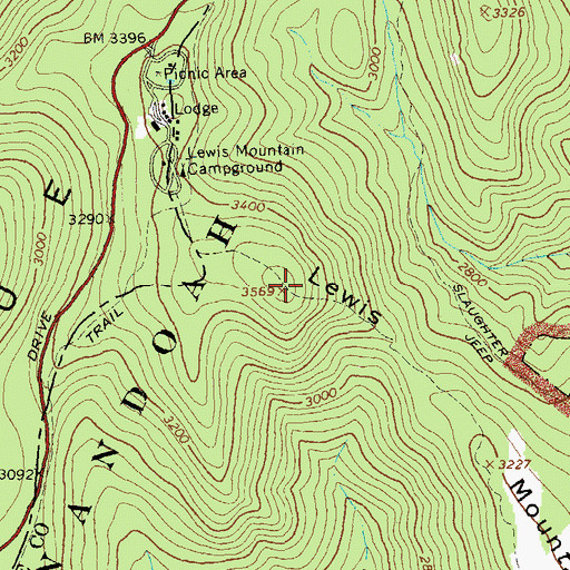 Topographic Map of Lewis Mountain, VA