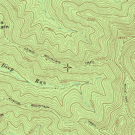 Topographic Map of Lewis Mountain Trail, VA
