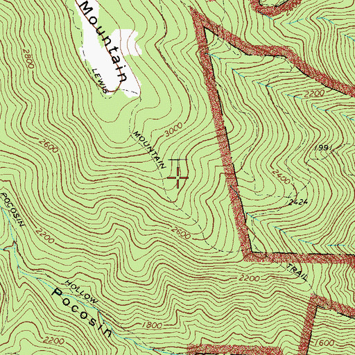 Topographic Map of Lewis Mountain Trail, VA