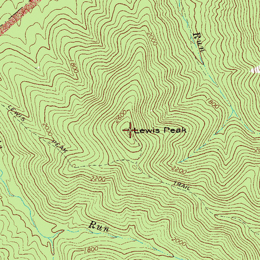 Topographic Map of Lewis Peak, VA