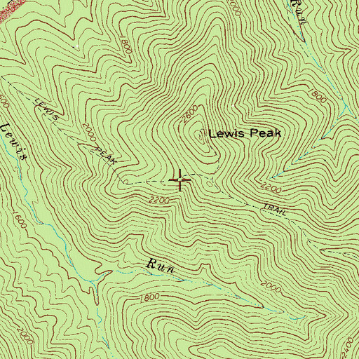 Topographic Map of Lewis Peak Trail, VA