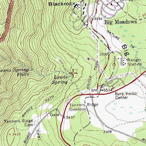 Topographic Map of Lewis Spring, VA