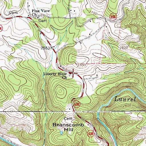 Topographic Map of Liberty Bible Church, VA