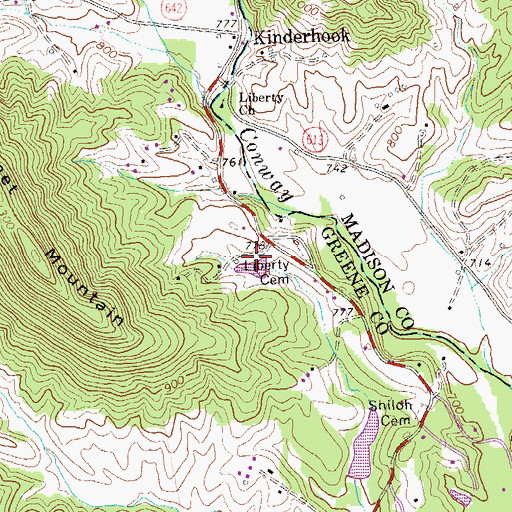 Topographic Map of Liberty Cemetery, VA