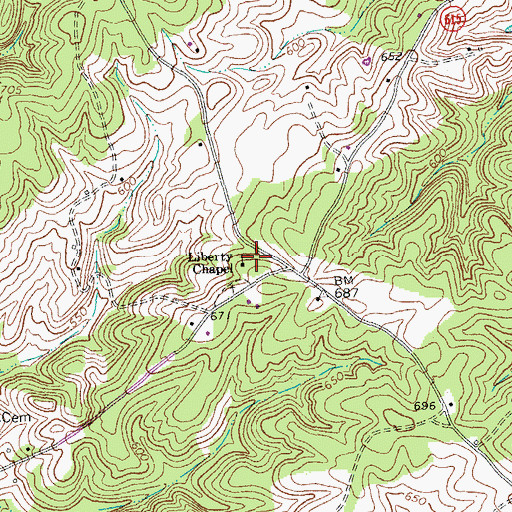 Topographic Map of Liberty Chapel Baptist Church, VA