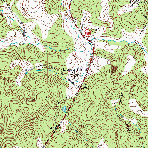 Topographic Map of Liberty Church, VA