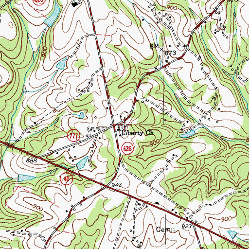 Topographic Map of Liberty Church, VA