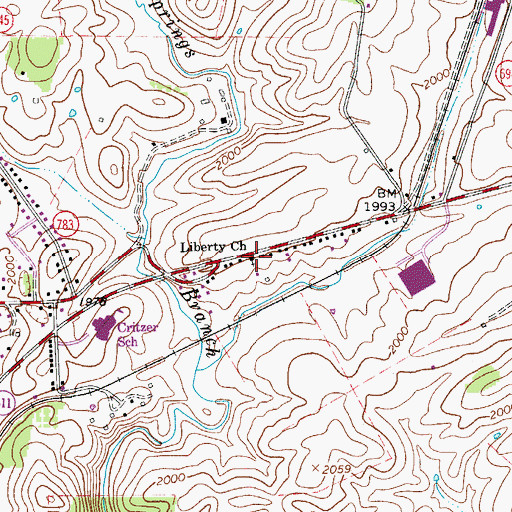 Topographic Map of Liberty Church, VA