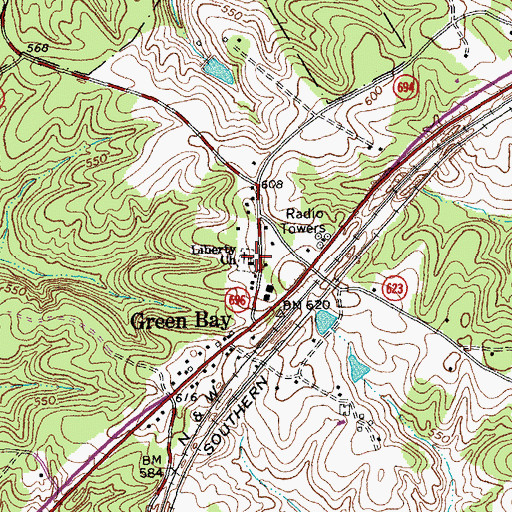 Topographic Map of Liberty Church, VA