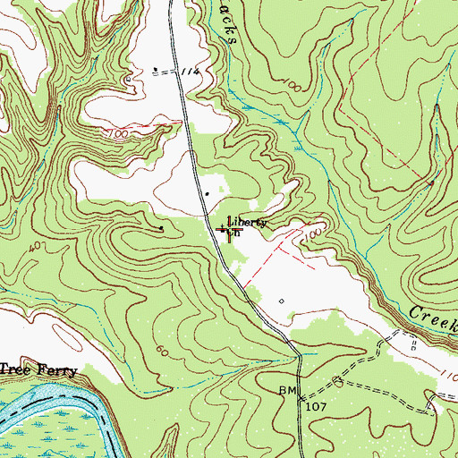 Topographic Map of Liberty Church, VA