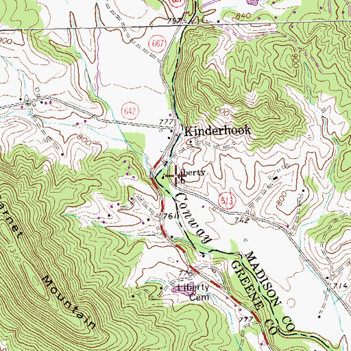 Topographic Map of Liberty Church, VA