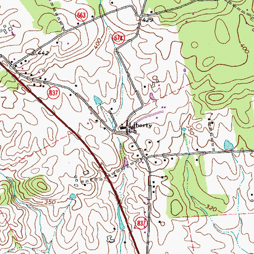 Topographic Map of Liberty Church, VA