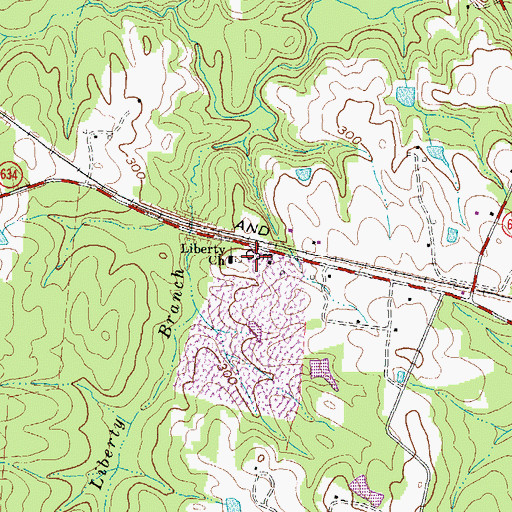 Topographic Map of Liberty Church, VA