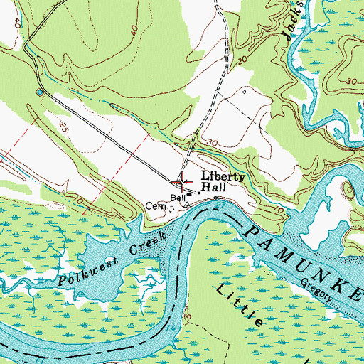 Topographic Map of Liberty Hall, VA