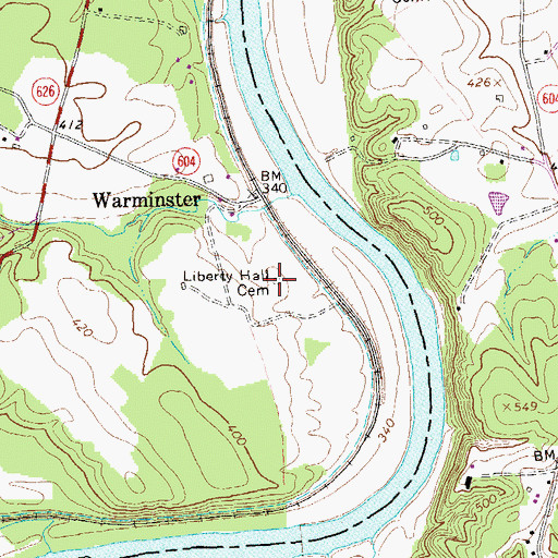 Topographic Map of Liberty Hall Cemetery, VA