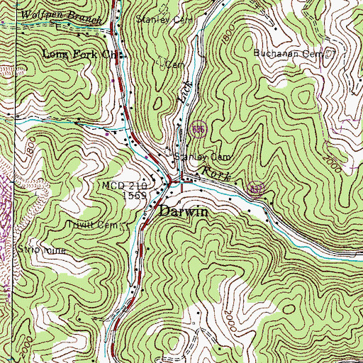 Topographic Map of Lick Branch, VA