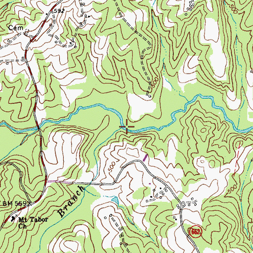 Topographic Map of Lick Branch, VA