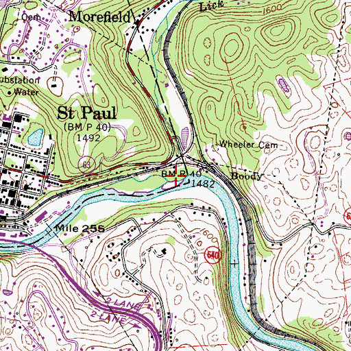 Topographic Map of Lick Creek, VA