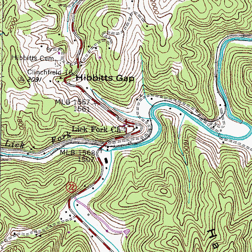 Topographic Map of Lick Fork Church, VA