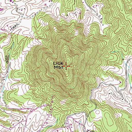 Topographic Map of Lick Mountain, VA