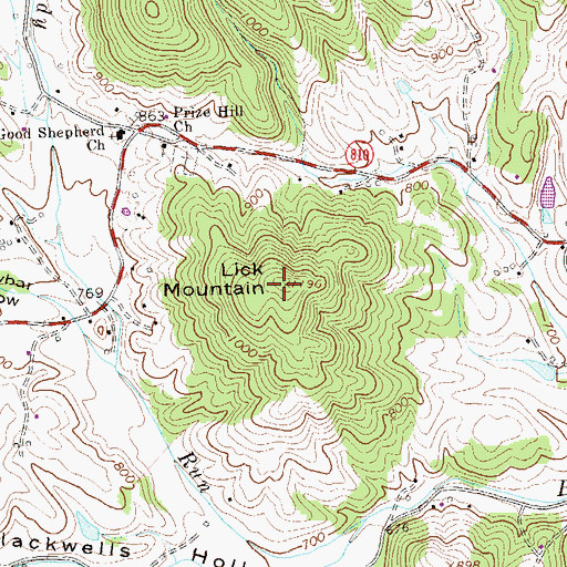 Topographic Map of Lick Mountain, VA
