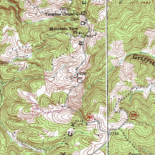 Topographic Map of Lick Ridge, VA
