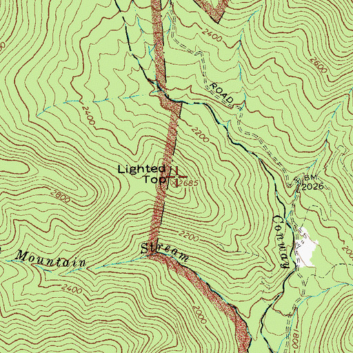 Topographic Map of Lighted Top, VA