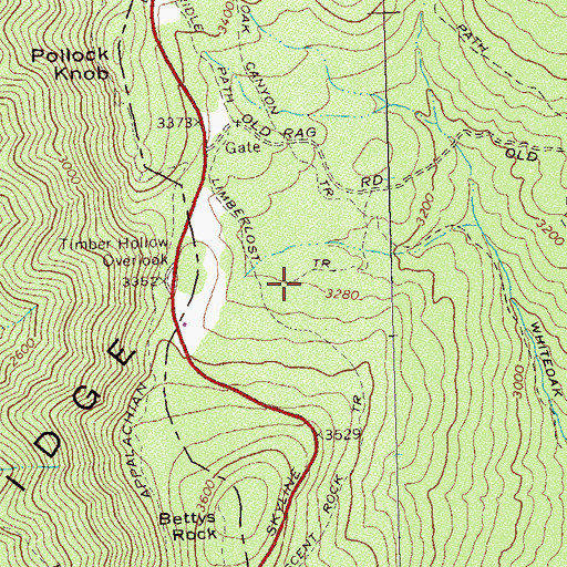 Topographic Map of Limberlost Trail, VA