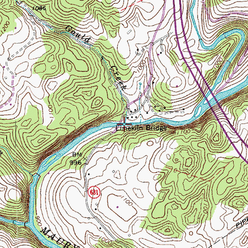 Topographic Map of Limekiln Bridge, VA