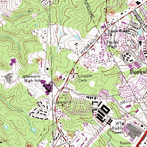 Topographic Map of Lincoln Cemetery, VA