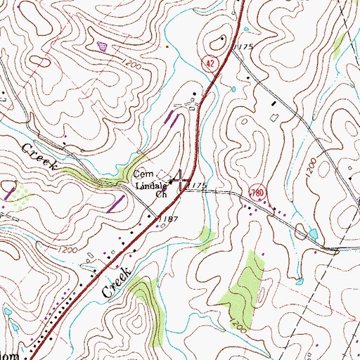 Topographic Map of Lindale Church, VA