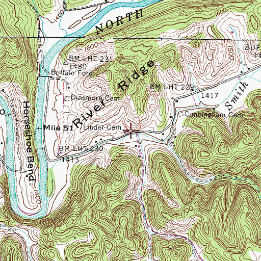 Topographic Map of Linder Cemetery, VA