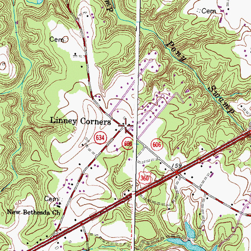 Topographic Map of Linney Corners, VA