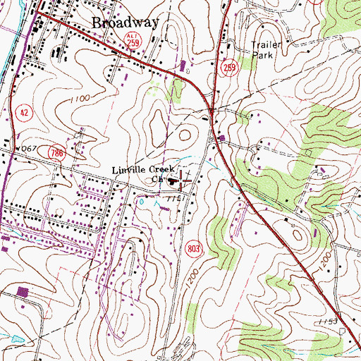 Topographic Map of Linville Creek Church, VA