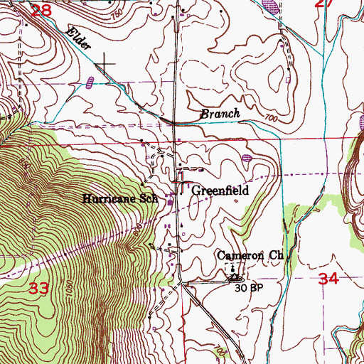 Topographic Map of Greenfield Church, AL
