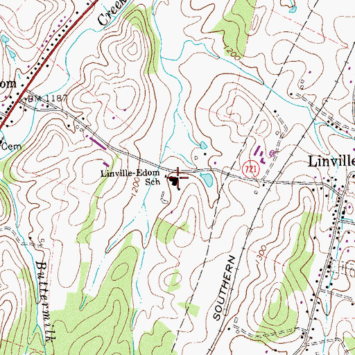 Topographic Map of Linville - Edom Elementary School, VA