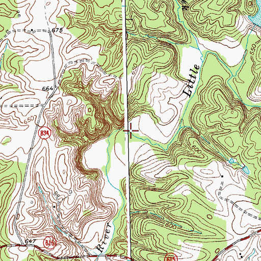 Topographic Map of Lions Creek, VA