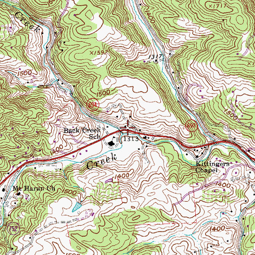 Topographic Map of Little Back Creek, VA