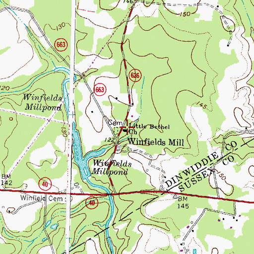 Topographic Map of Little Bethel Church, VA