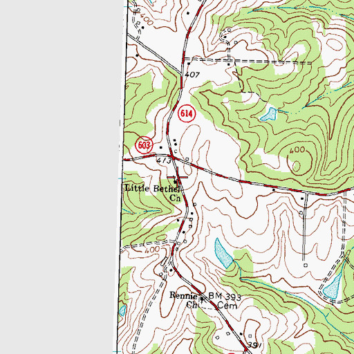 Topographic Map of Little Bethel Church, VA